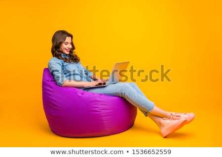Foto stock: Female Turning On A Laptop
