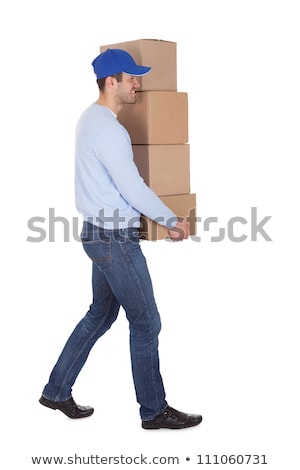 Stok fotoğraf: Laborer Walking On White Background