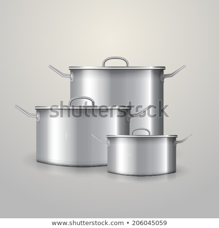 Сток-фото: Illustration Of Three Aluminum Saucepans