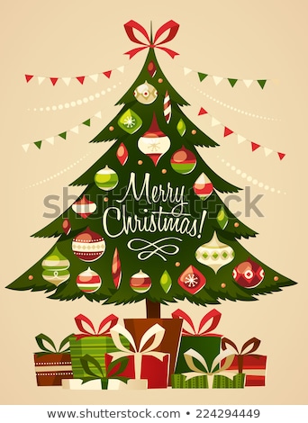 Zdjęcia stock: Vector Retro Christmas Tree