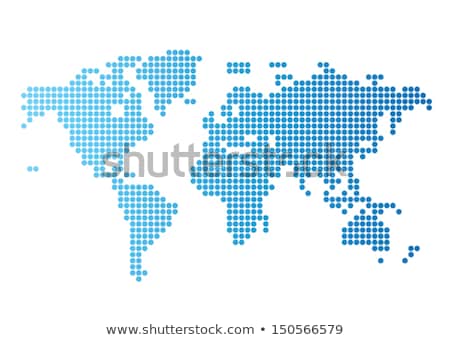 Foto d'archivio: Abstract Computer Graphic World Map Of Blue Round Dots