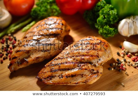 Stok fotoğraf: Grilled Chicken Breast And Bell Pepper