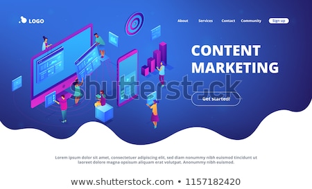 Foto stock: Mobile Content Isometric 3d Landing Page
