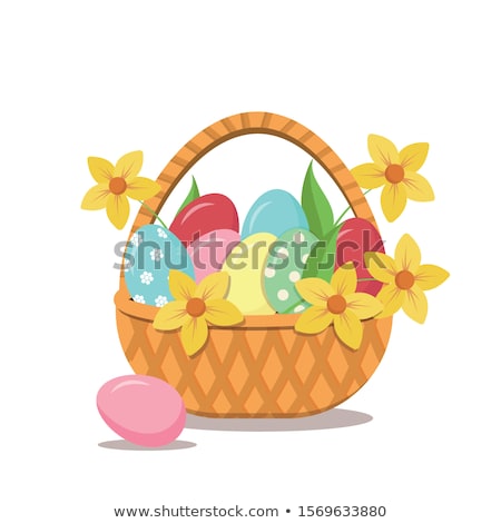 Stock fotó: Easter Basket With Eggs