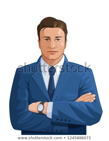 Сток-фото: Young Businessman With Crossed Arms Vector Illustration