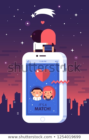 Foto stock: Dating App - Flat Design Style Colorful Illustration