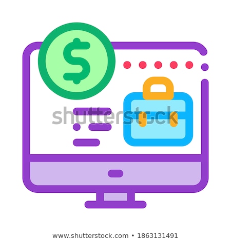 [[stock_photo]]: Computer Paid Work Icon Vector Outline Illustration