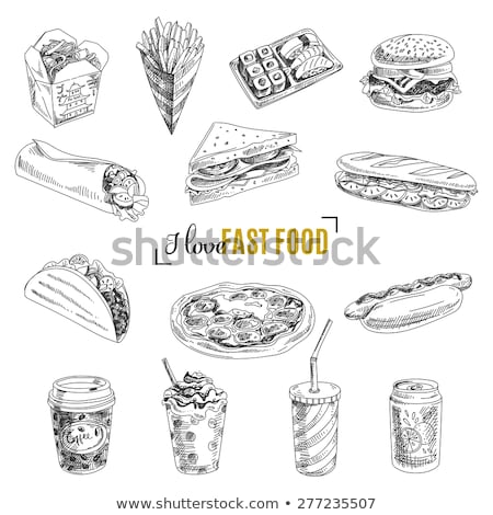 Сток-фото: Fast Food Sketch Design Icon Set