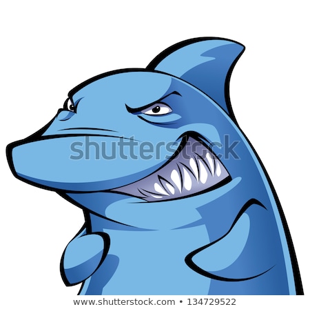 Foto stock: Devious And Vicious Cartoon Shark Smiling