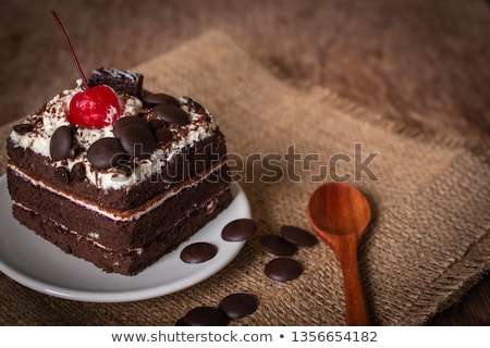 Stockfoto: Black Forest Chocolate Cake Slice Closeup