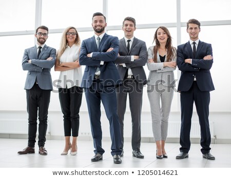 Stok fotoğraf: Happy Business Team Standing In A Line