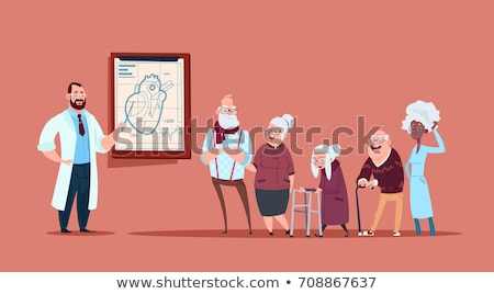 [[stock_photo]]: Illustration That A Old Man Consulting A Female Pharmacist