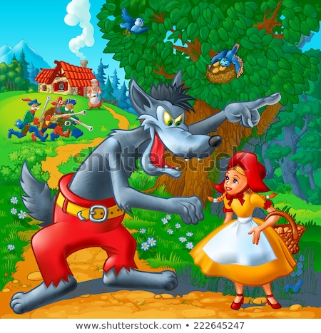 Сток-фото: Fairytale Little Red Riding Hood Coloring Scene