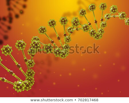 Stockfoto: 3d Illustration Of Abstract Dna Helix In Biological Orange Space