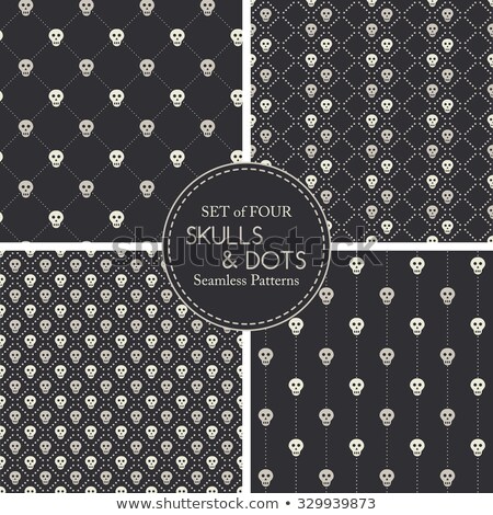 Stockfoto: Skull Small Elegant Seamless Vector Pattern