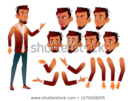 Stockfoto: Arab Muslim Teen Boy Vector Teenager Beauty Lifestyle Face Emotions Various Gestures Animatio