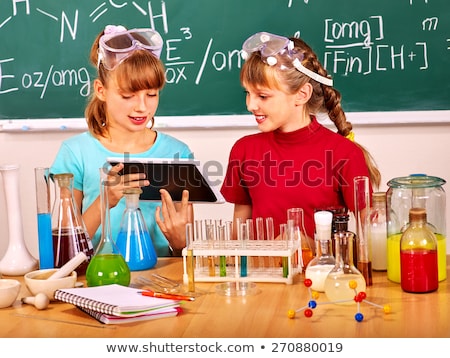 Stockfoto: Kids With Tablet Pc At School Laboratory