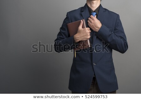 Zdjęcia stock: Businessman Student Reading A Book Isolated On White Background