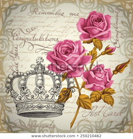 Stockfoto: Grunge Paper For Congratulation With Painting Rose