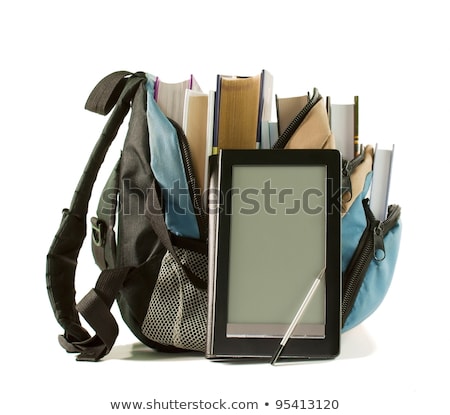 Сток-фото: Electronic Book With Books In Backpack