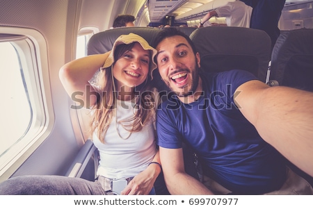 Zdjęcia stock: Happy Boy Travelling By Plane