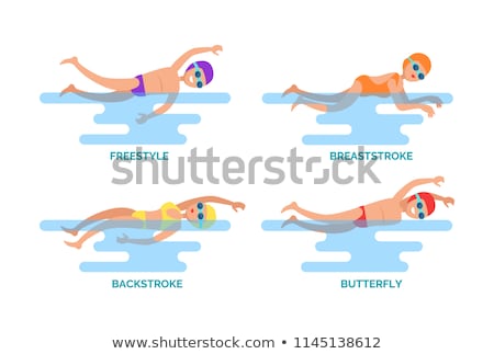 Foto stock: Backstroke And Butterfly Set Vector Illustration