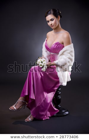 Zdjęcia stock: Woman Wearing Purple Fur Stole