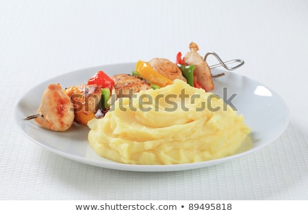Stock photo: Chicken Shish Kebab And Mashed Potato