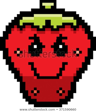 Foto d'archivio: Evil 8 Bit Cartoon Strawberry