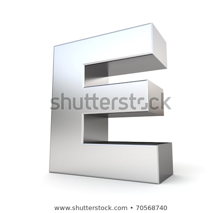 Foto d'archivio: Chrome Font With Colorful Reflections Letter E 3d