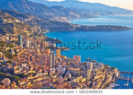 Monaco And Monte Carlo Cityscape And Harbor Colorful Panoramic V Stock photo © xbrchx