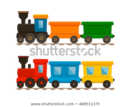 Stock photo: Wooden Train Toy On Rails Isolated On White