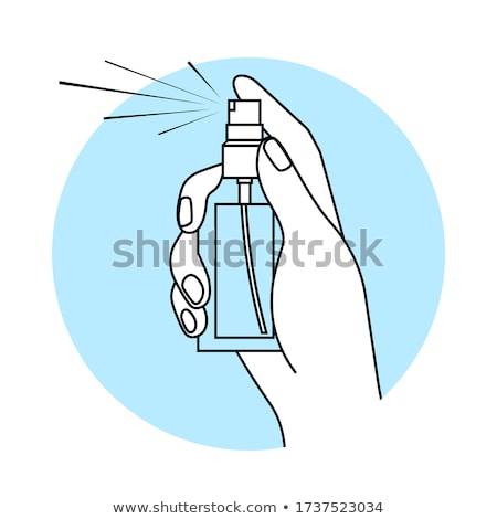 Stockfoto: Hand Applying Spray Bottle For Hand Wash Sanitizer Cleaning Agai