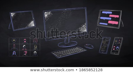 Zdjęcia stock: Computer Monitor Drawn In Chalk