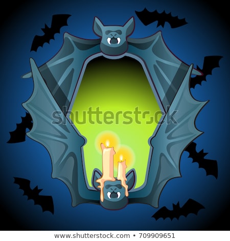 [[stock_photo]]: Poster In Style Of Halloween Holiday Evil Glow In The Metal Frame In The Shape Of Bat Wings Burni