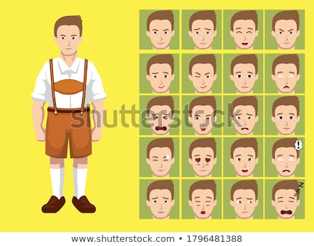 Stock foto: Cartoon Lederhosen Man Surprised