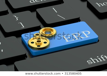 Stock foto: Erp Solutions - Inscription On Blue Keyboard Key 3d