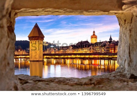 ストックフォト: Luzern Kapelbrucke And Riverfront Architecture Famous Swiss Land