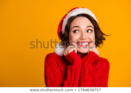 Stockfoto: Beautiful Happy Woman In Santa Claus Clothes