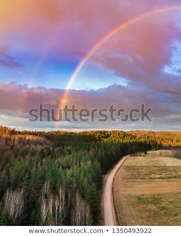 Stock photo: Double Rainbow Over The Green Meadow