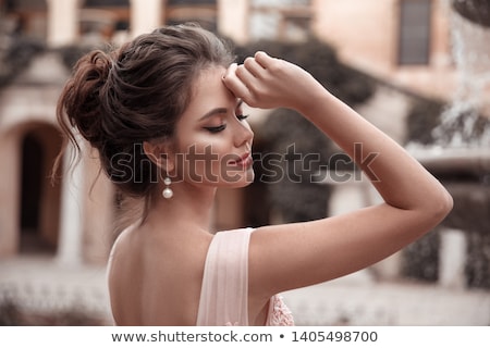 [[stock_photo]]: Fashion Brunette Woman In Gorgeous Long Pink Dress Posing Isolat