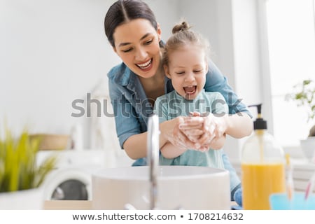 Stock photo: Family In Bathroom