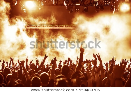 Сток-фото: Silhouettes Of Concert Crowd In Front Of Bright Stage Lights