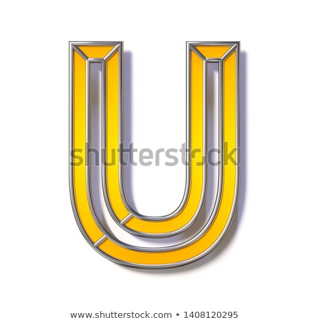 Stock fotó: Orange Metal Wire Font Letter U 3d