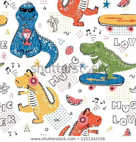 Stock photo: Cartoon Hand Drawn Doodles Music Seamless Pattern