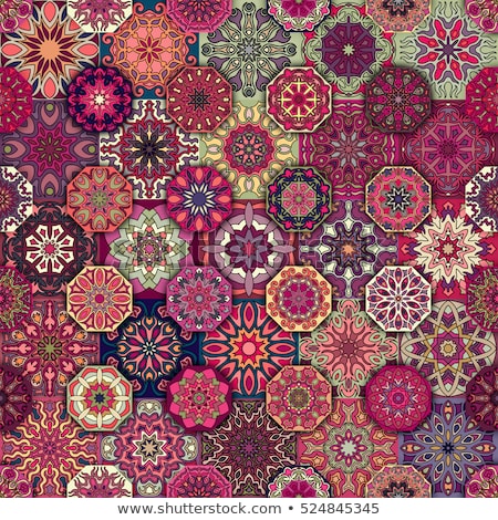 Foto stock: Mexican Vector Mandala Design Folk Art Bohemian Pattern With Flowers And Abstract Shapes Inspired B