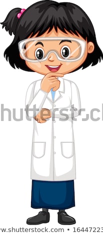 Foto stock: Boy And Girl In Lab Gown On White Background