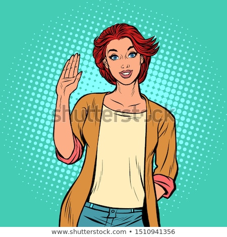 Comic Cartoon Woman Waving Stockfoto © studiostoks