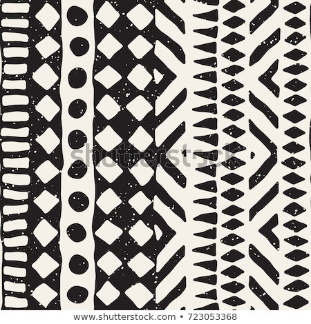 Foto stock: Vector Seamless Abstract Black And White Tribal Pattern