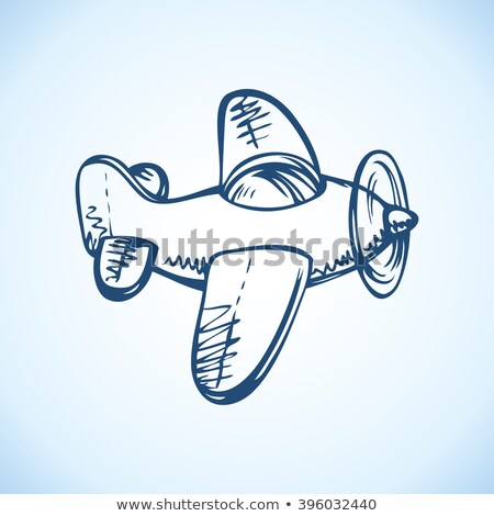 Foto d'archivio: Small Plane With Propeller Hand Drawn Outline Doodle Icon